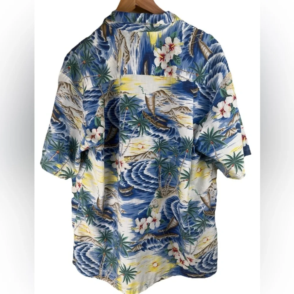 Vintage KY's Made in Hawaii Blue Button Up Shirt Hawaii USA Made Size‎ SEE NOTES
